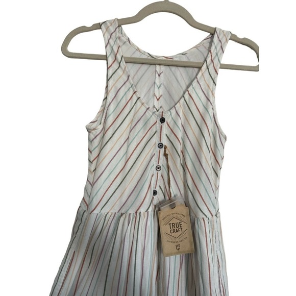 NWT True Craft Cream Striped Dress Size XS - Picture 1 of 4
